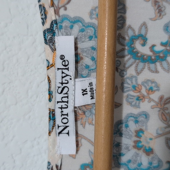 NorthStyle Floral Bohemian Tunic Dress Size 1X Blue And Gold - Picture 4 of 10